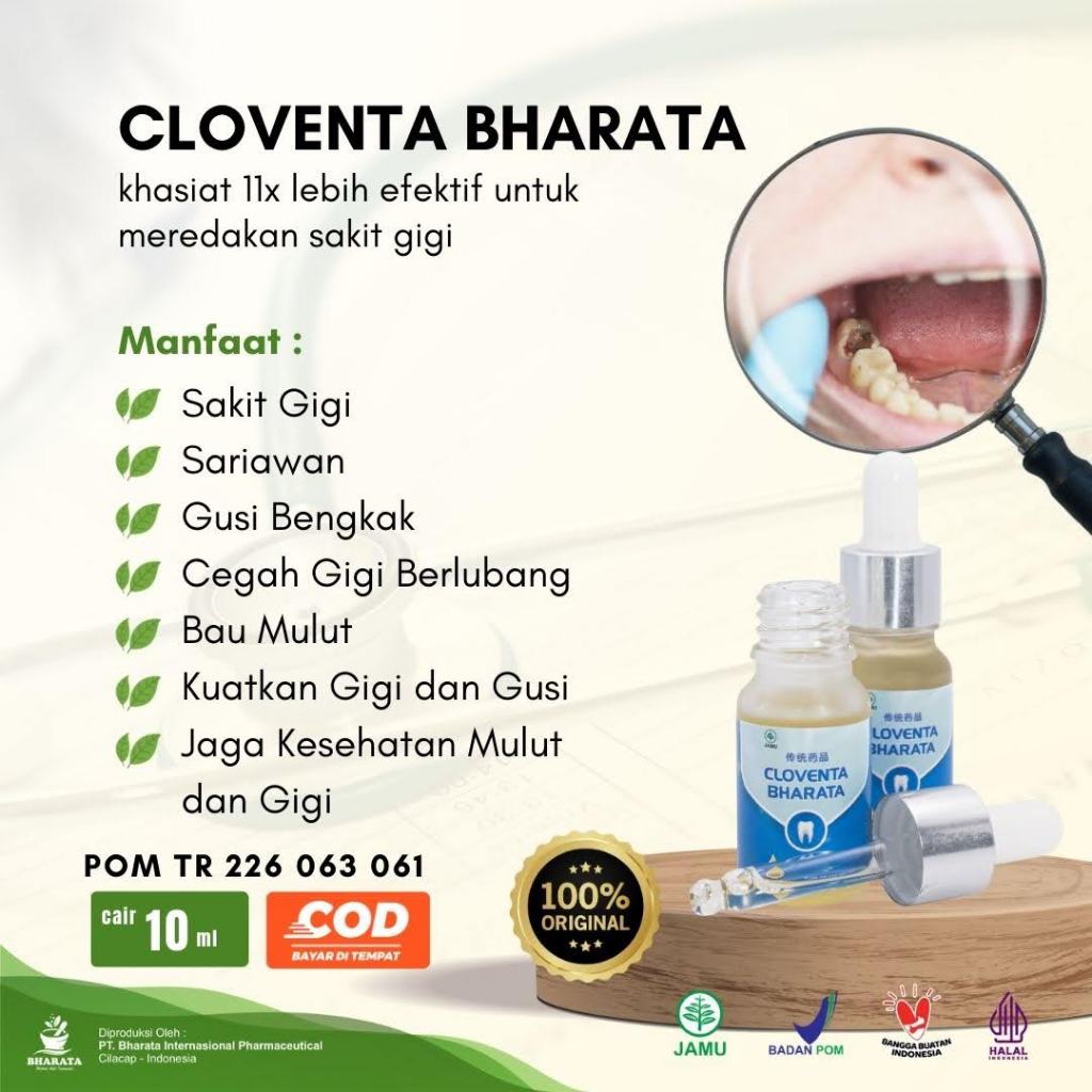 Cloventa Bharata Obat Sakit Gigi Sakit Gusi Gigi Bolong Sariawan Paling Ampuh Garansi 100% Original