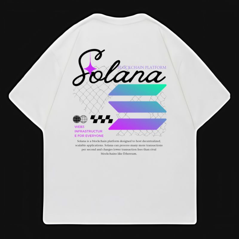 KAOS SOLANA OVERSIZE / BAJU CRYPTO SOLANA / COTTON COMBED 24S PREMIUM / WARNA PUTIH / UNISEX PRIA DA