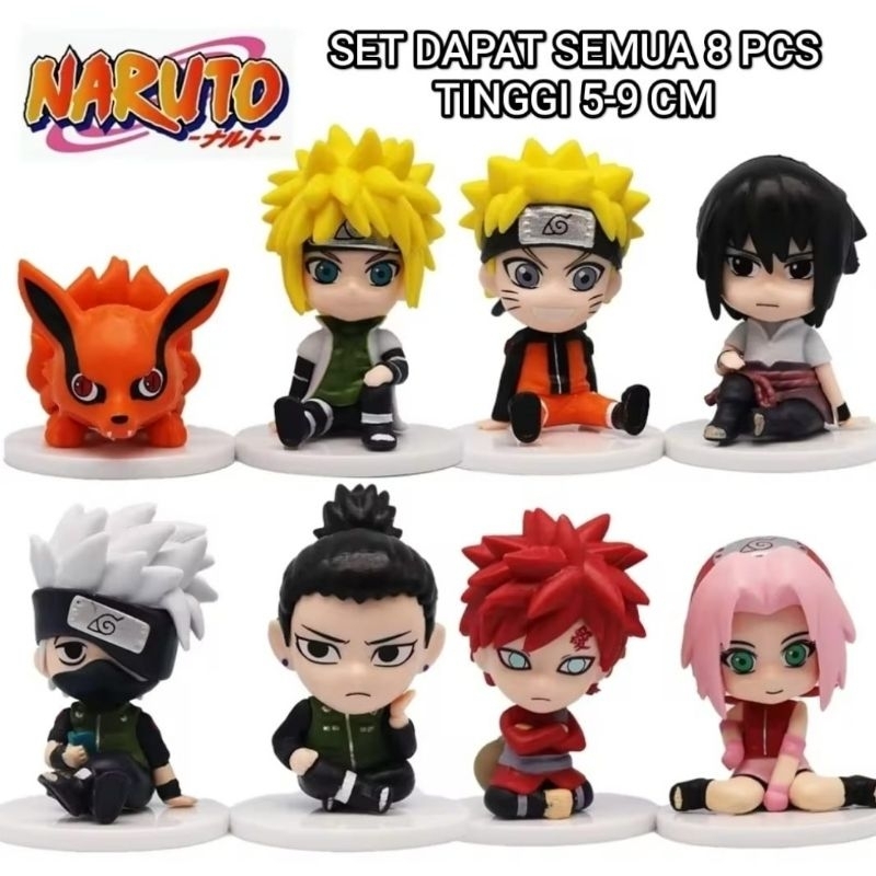 Action Figure Naruto Shippuden Sasuke Bijuu Set 6 / 8 Pcs