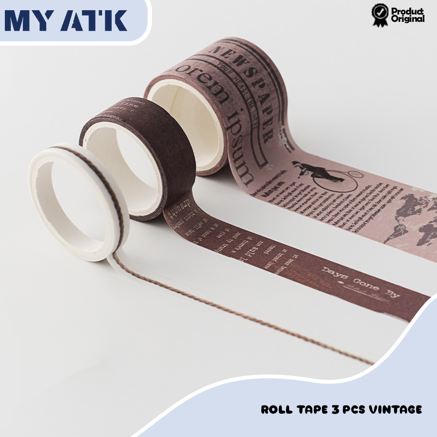 

3PCS Vintage Washi Tape Aesthetic Decor/ Jurnal DIY Masking Tape