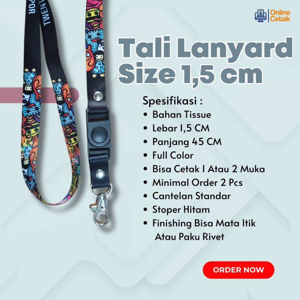 

Tali Lanyard ID Card Custom Desain Lebar 1,5cm Bahan Tisue