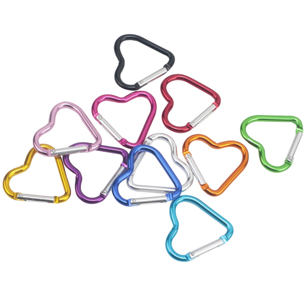 1 Buah Lot Klip/Kait Tas/Gantungan Kunci/Carabiner LOVE Hook Warna Warni Metallic - City Beads