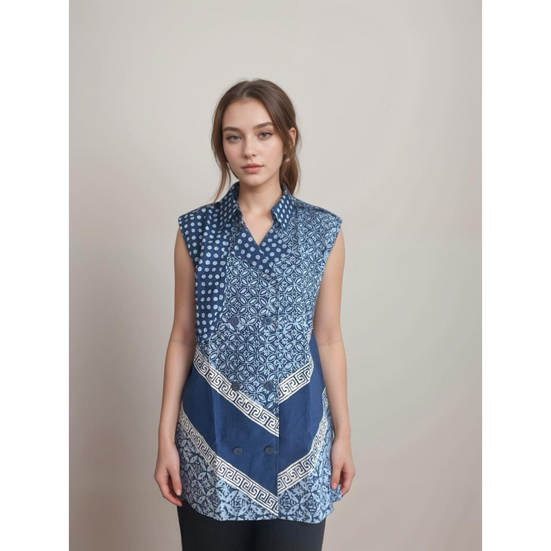 YUKARA - Rompi Panjang Batik Cap Wanita - Vest Batik