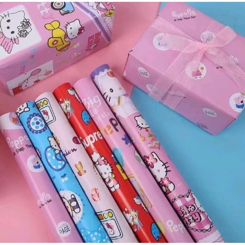 

Kertas Kado Kiky Sudah Di Gulung 1 pak isi 50 lembar 5 motif