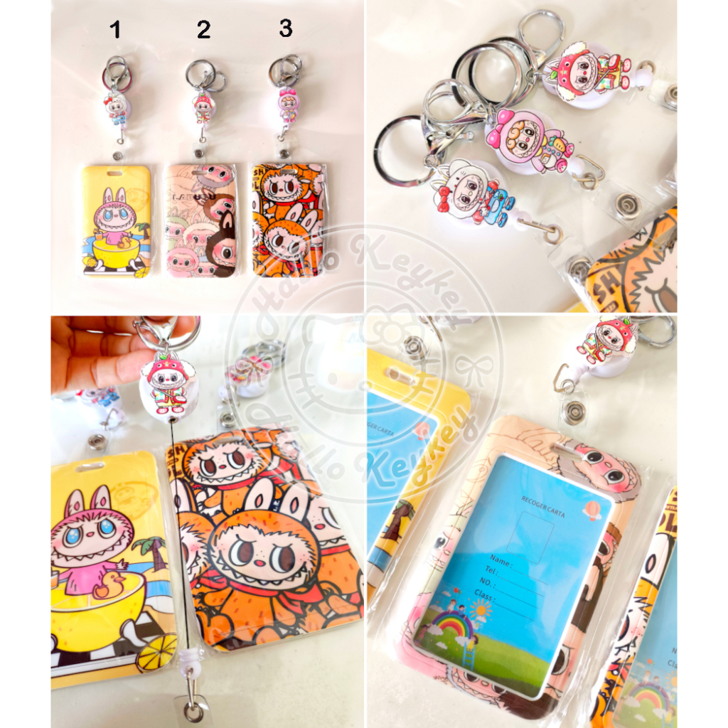 gantungan kunci id name tag pass card holder labubu