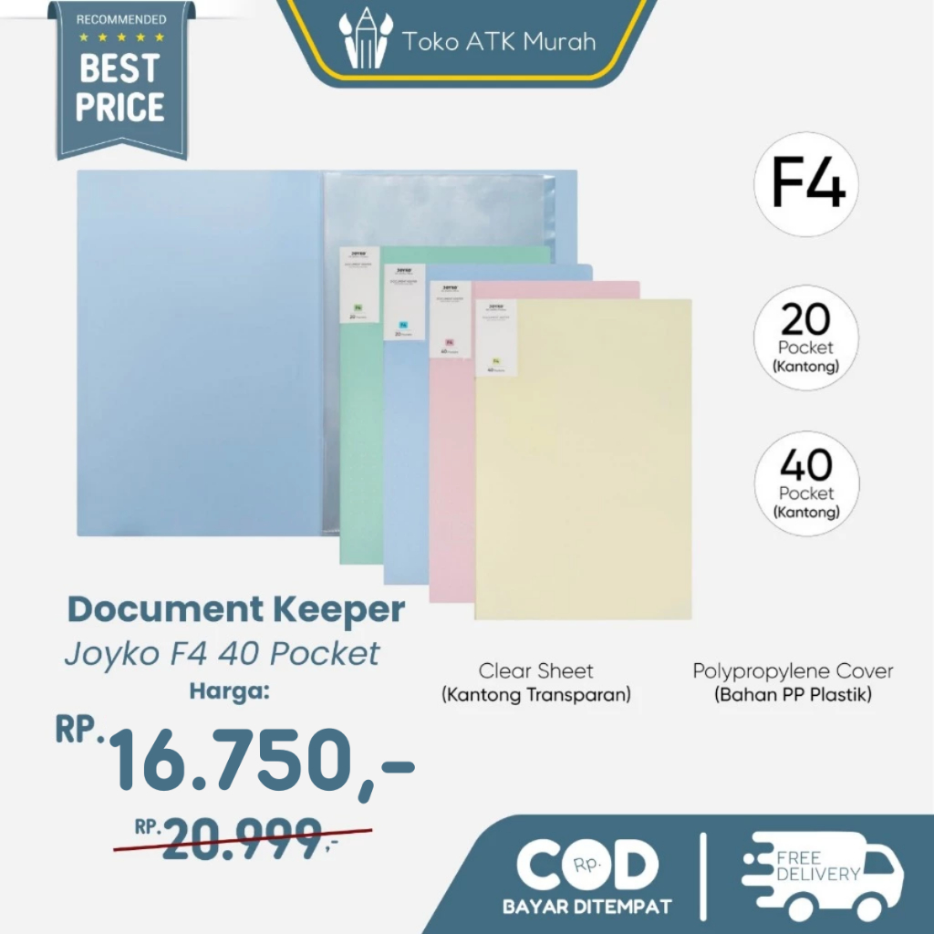 

Document Keeper Joyko F4 20 Pocket Clear Holder Map File Dokumen