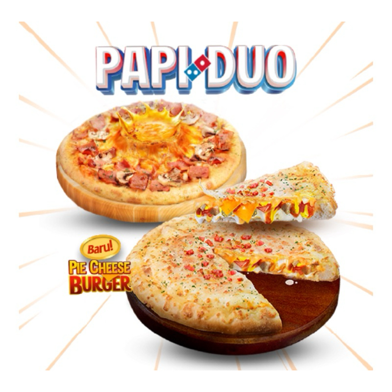 

Dominos pizza Papi duo isi 2 box size medium