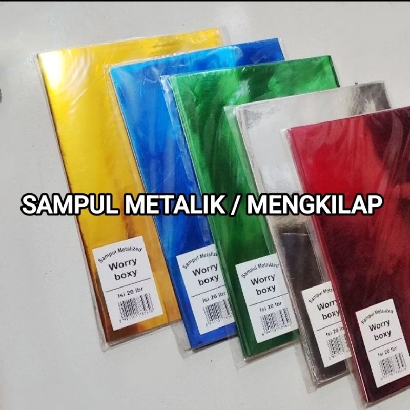 

1 Pak Sampul Buku Metalik Isi 20 Lembar ( Ukuran BOXY, Bigboss ) 1 Pak 5 Warna
