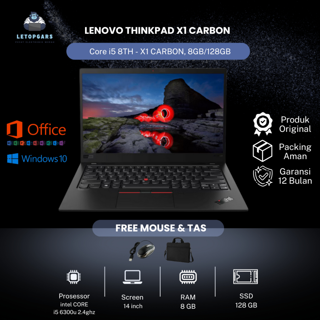 LAPTOP LENOVO THINKPAD X1 CARBON Core i5 8TH - X1 CARBON CORE i7 7th, 8GB/128GB