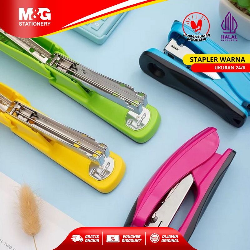 

M&G Stapler Colorful 24/6 Staples Jepretan Hekter Tahan Lama 20,000x Pemakaian Anti Karat Hingga 20 Lembar Durable Dual-Color Injection 2 Warna