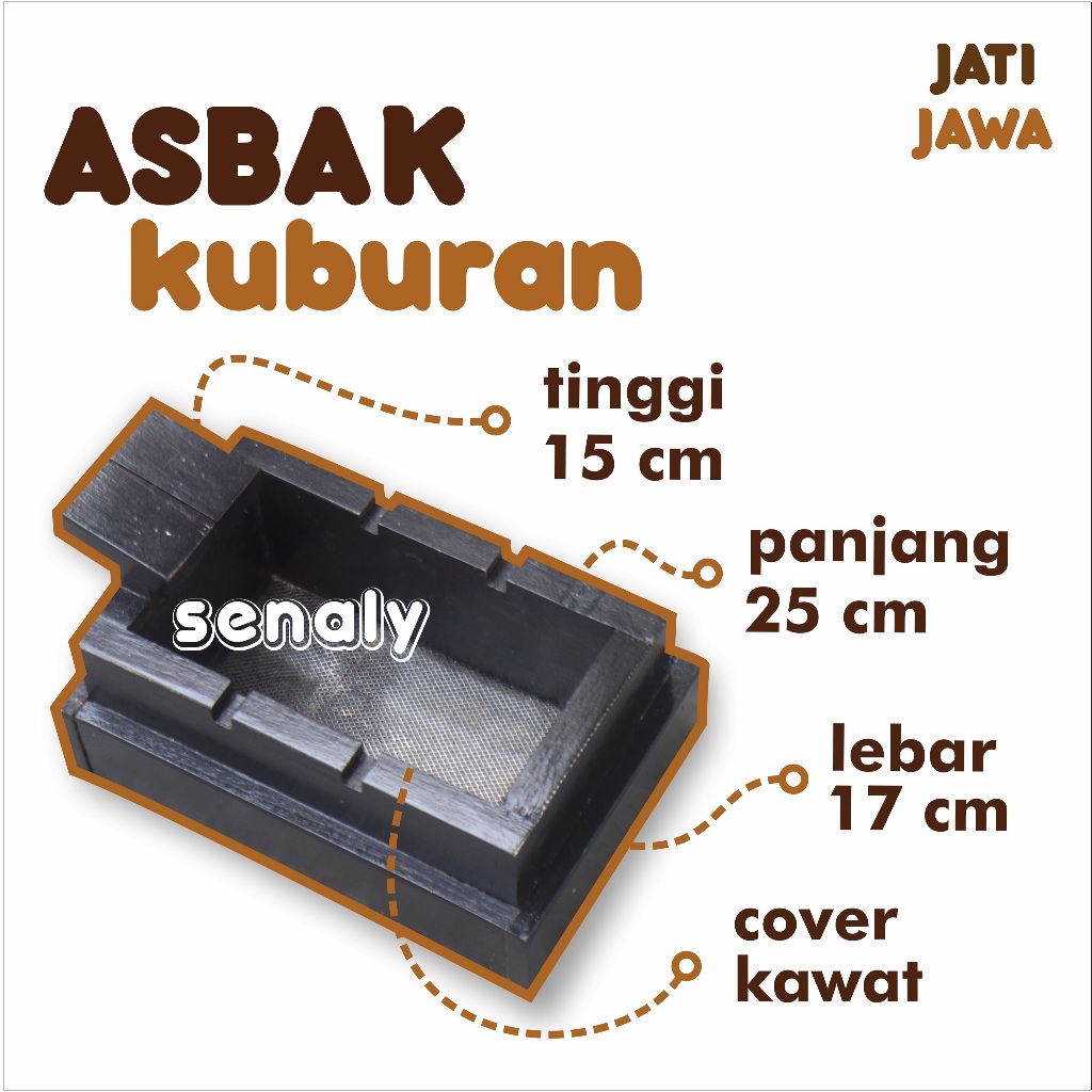 Asbak Jumbi Kayu Jati Model Makam Nisan Kuburan Pendek Bahan Kayu Jati Jawa - senaly -