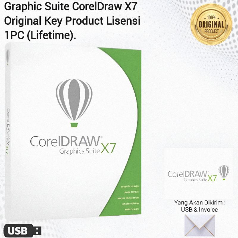 Graphic Suite CorelDraw X7 Original Product Key Lisensi 1PC (Lifetime)