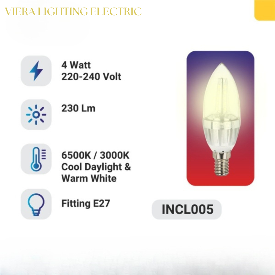 In-Lite Lampu LED Bohlam INCL005-4W E14 / E27 PUTIH