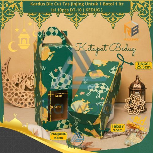 

10 Pcs Dus Tenteng Hampers Lebaran Muat 1 Botol 1 Liter Packaging Idul Fitri Uk 9,5x9,5x25,5cm