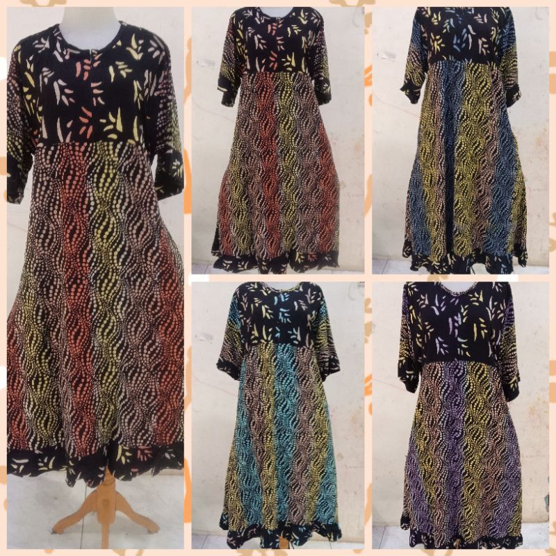 Daster klok cap pelangi jumbo   kain santung  samitex