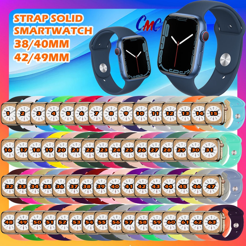 SOLID Soft Silicone Sport Band Strap for iWatch Apple Watch STRAP SE 38mm 40mm 41mm 42mm 44mm 45mm T