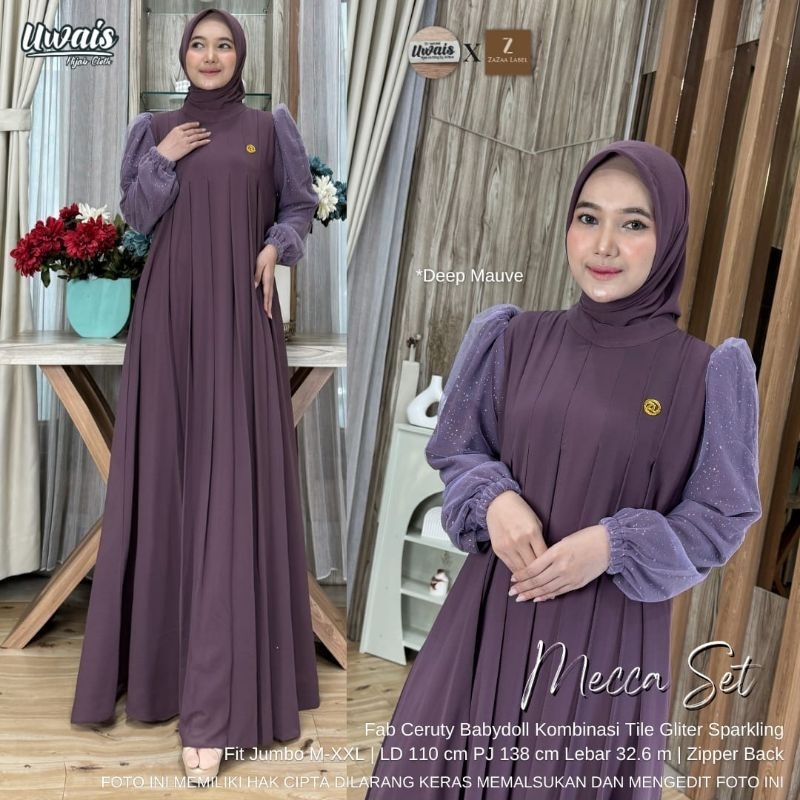 Dress Wanita Kekinian Free Jilbab Uwais Mecca Set Gamis Hijab