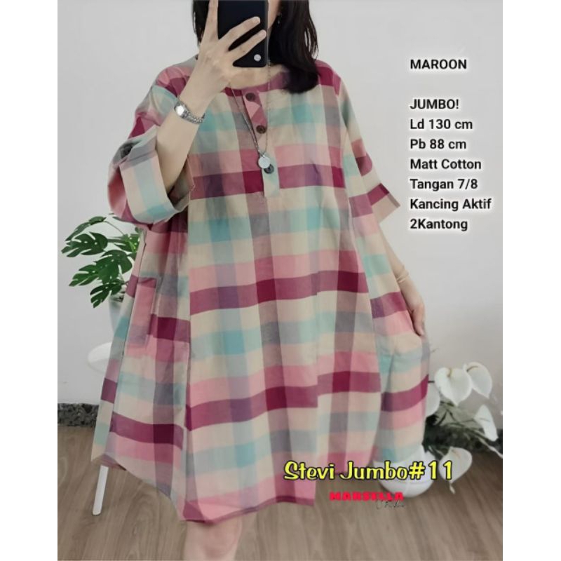 Tunik katun kotak jumbo LD 130