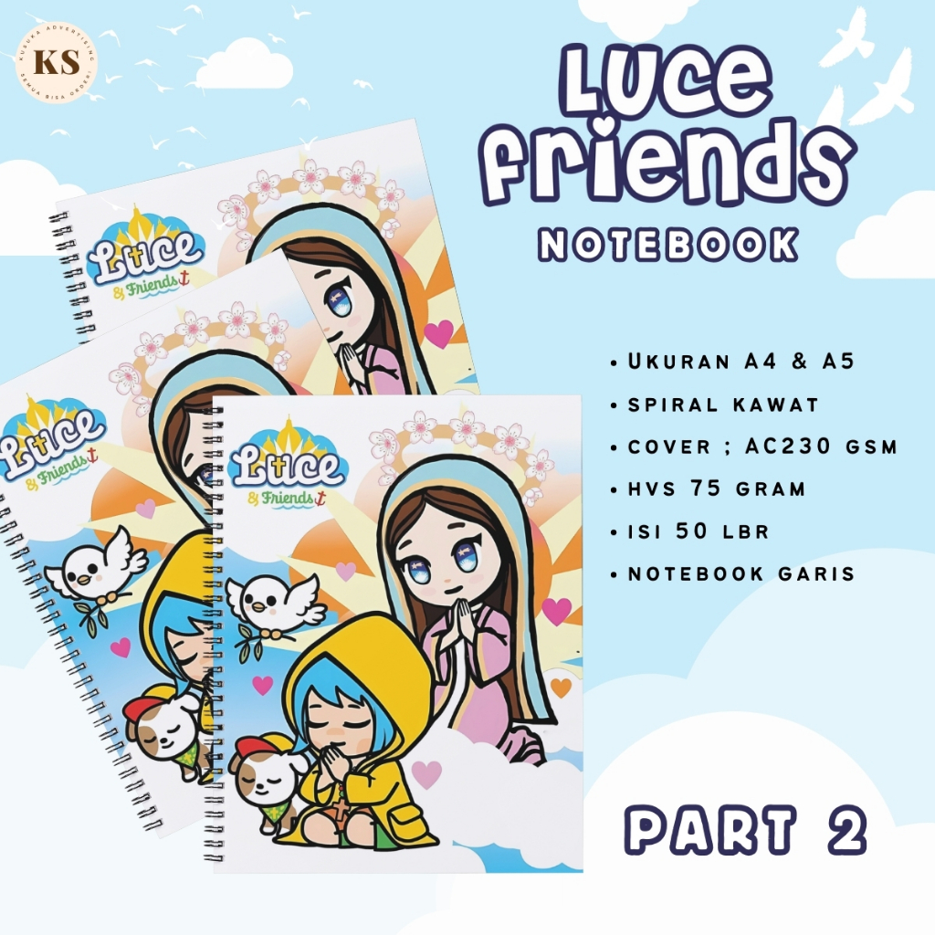 

LUCE PART 2 Mascot of the Catholic Church Notebook A4 A5 Grid Buku Tulis Jurnal Harian Spiral Kawat HVS