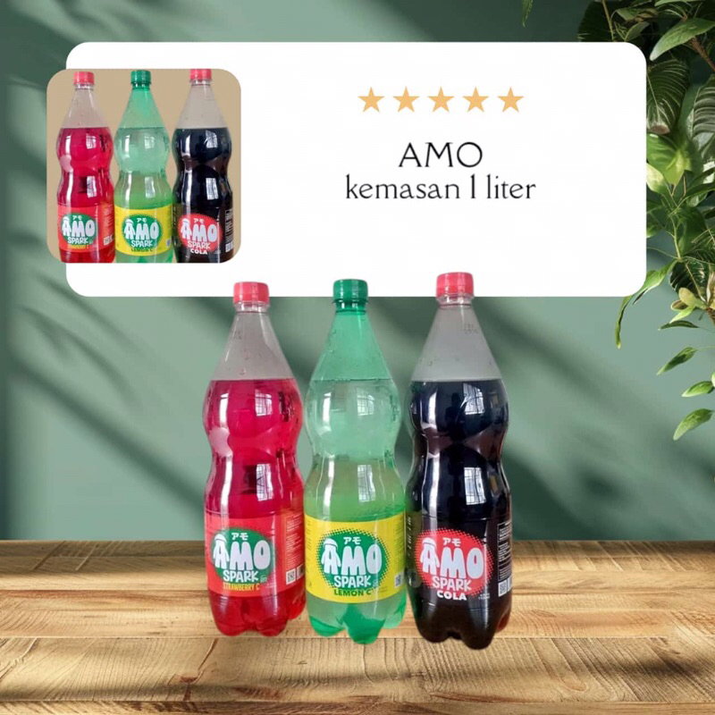 

AMO minuman soda rasa lemon dan strawberry kemasan besar 1,1 liter