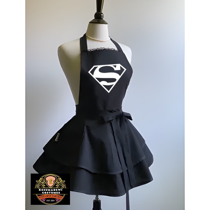 SUPERMAN Apronskirt Cosplay Party Pesta Halloween Kostum Premium Hitam Pria Wanita Dewasa Superhero 