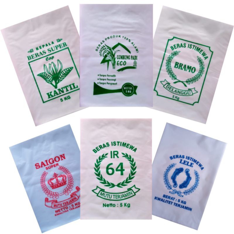 Plastik Beras Sablon Kemasan 5 Kg Isi 50 Lembar