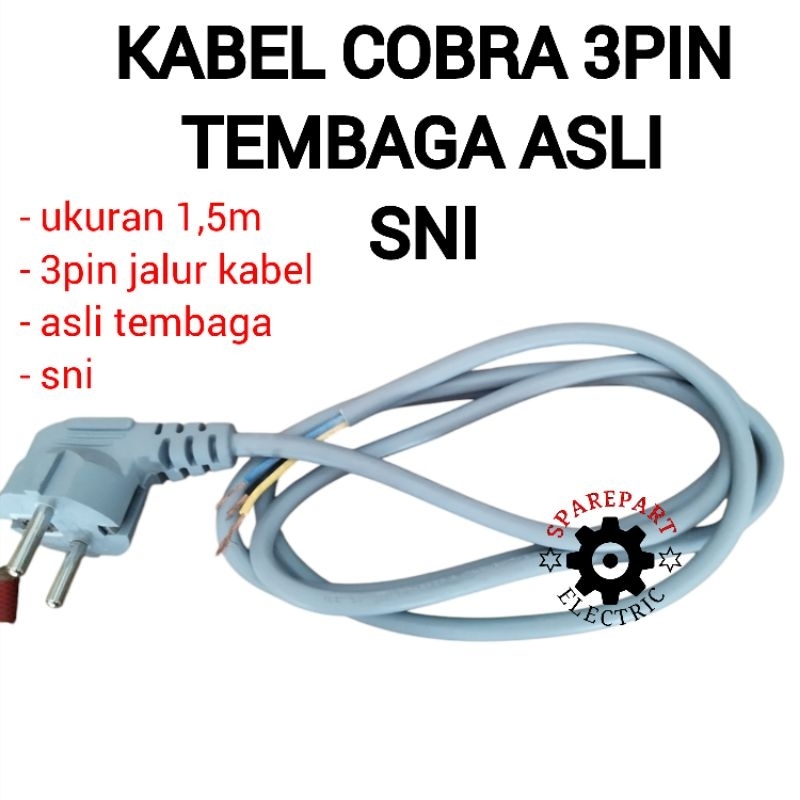 KABEL BUNTUNG COBRA ISI 3PIN / KABEL AC POWER ASLI TEMBAGA