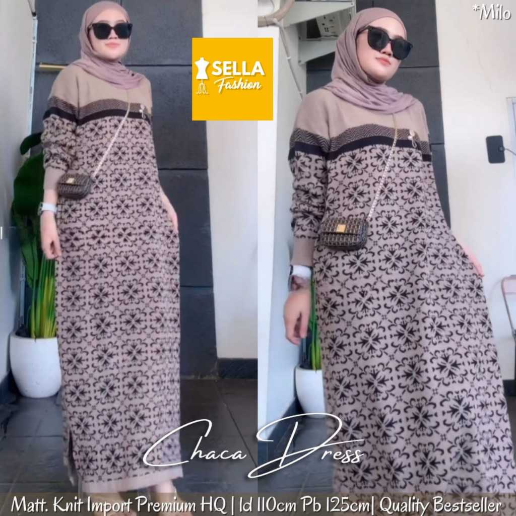Chaca Dress bahan Knit Import HQ
