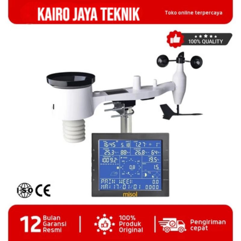MISOL professional weather station pemantau cuaca with solar charge