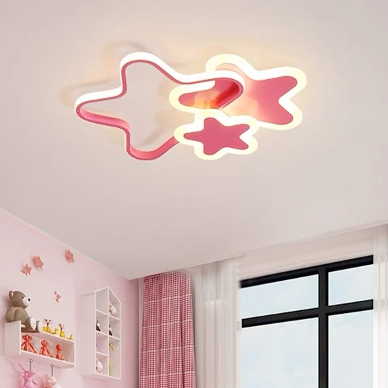 ✌Garansi✌ Lampu Plafon Kamar Anak Lampu LED 3 warna kartun awan Pink kamar tidur Lampu hias plafon a