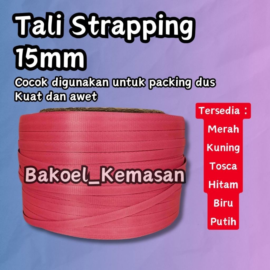 

Tali Strapping Band Warna Merah - Tali Packing Kayu 15 mm - Tali Klem - Tali Anyaman 15mm