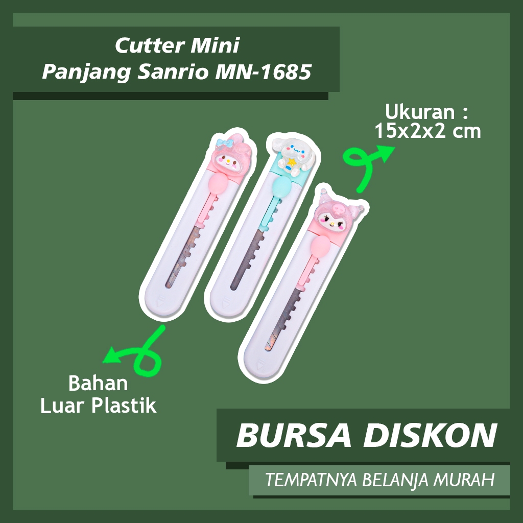 

Cutter Mini Panjang Sanrio MN-1685 karakter lucu bentuk kartun pisau kecil kartun kuromi melody alat tulis kreatif