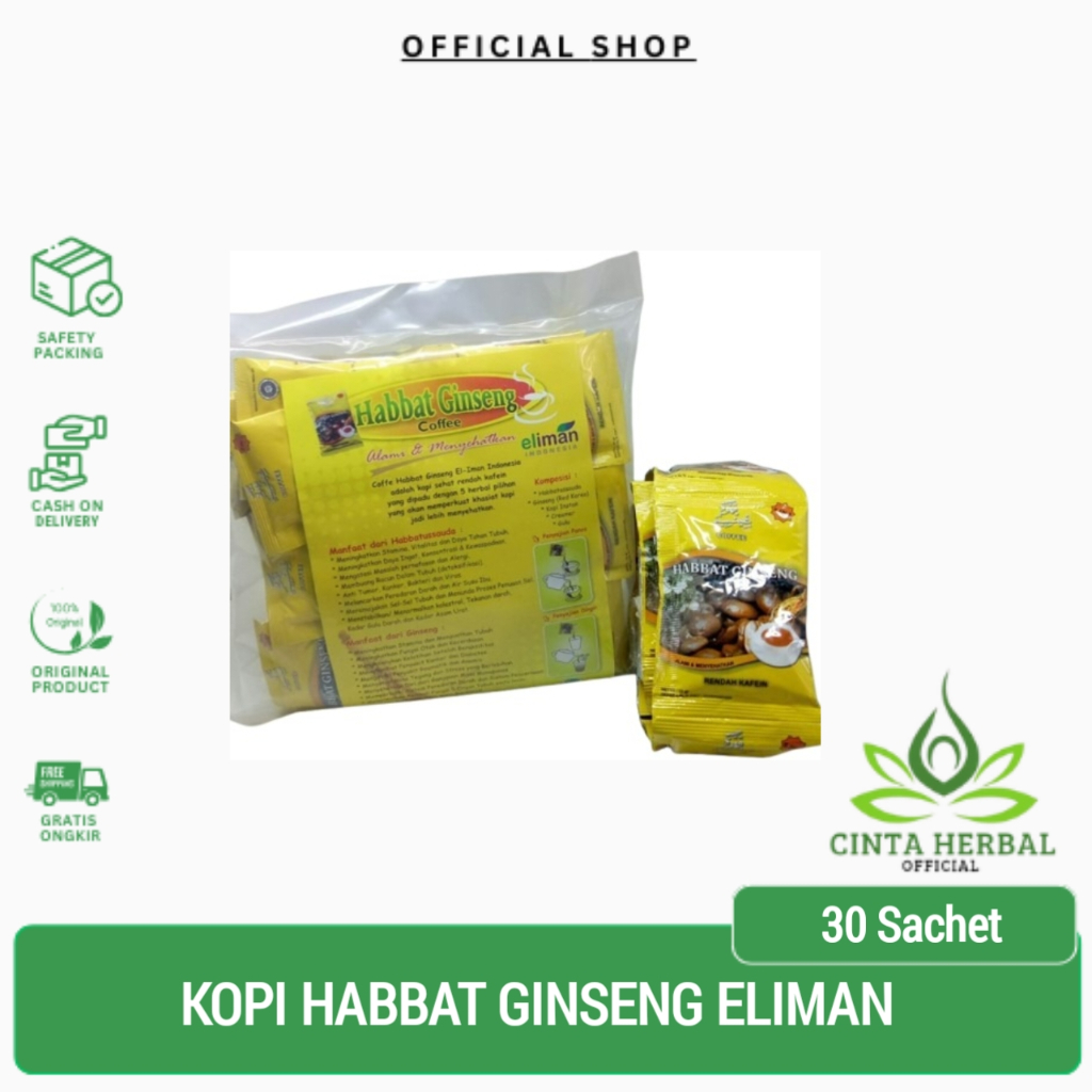 

PAKET Kopi 5 in 1 Habbat Gingseng Coffee El-iman ORIGINAL (30 Sachet)