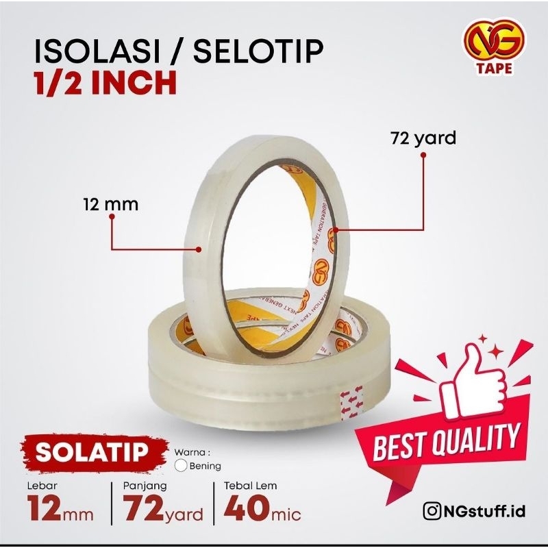 

Lakban Isolasi 12mmX72yard NG TAPE kualitas premium daimaru