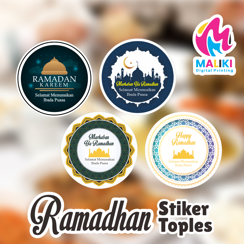 

STIKER RAMADHAN / STIKER PUASA RAMADHAN / STICKER BULAT / STIKER KEMASAN PARCEL / STICKER HAMPERS 1 lembar isi 50 pcs