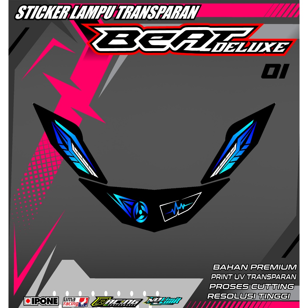 KODE 01 STICKER ALIS LAMPU MOTOR BEAT DELUXE 2020-2023 - STICKER ALIS DEPAN LAMPU MOTOR BEAT DELUXE