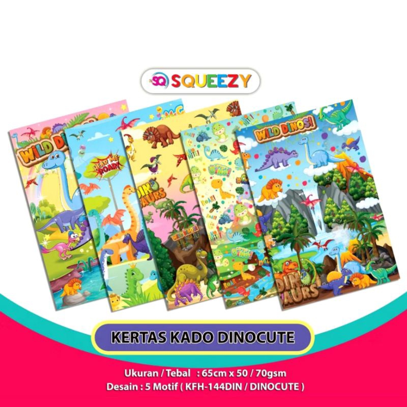 

10 Pcs Kertas Kado Squeezy Motif Dino Cute/Kertas Kado/Kertas Kado Murah