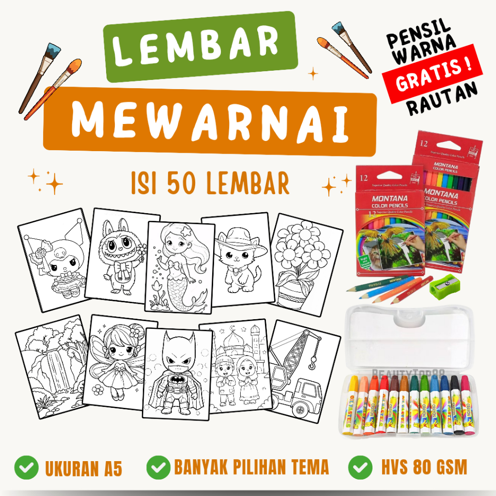 

KERTAS MEWARNAI 50 LEMBAR BERBEDA / WORKSHEET COLORING/ MEWARNAI UNTUK ANAK PAUD,TK,SD / COLORING PAPER / ISI 10,20,50/PAKET MEWARNAI
