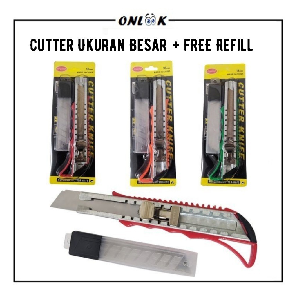 

Cutter Pisau Pemotong 18mm Free Refill Kater Ukuran Besar Super Tajam Multifungsi Termurah - ONLOOK