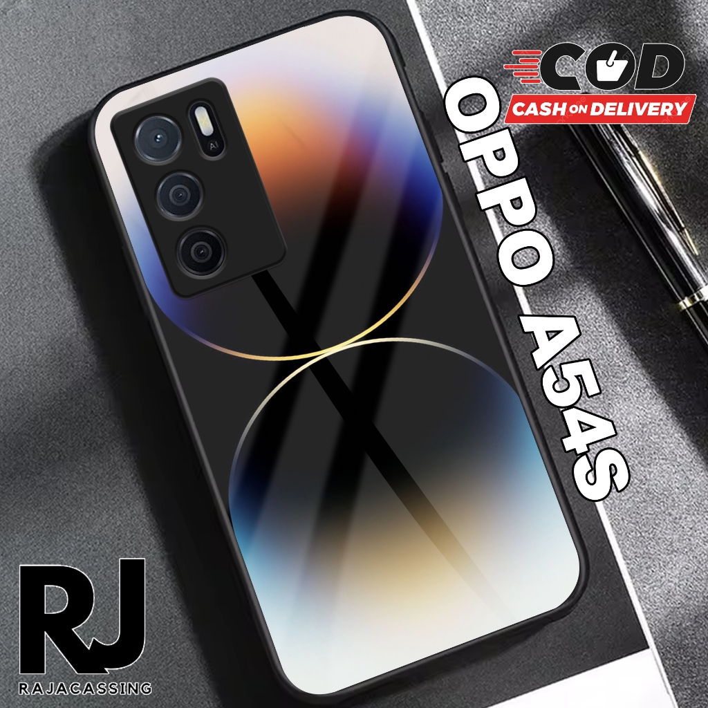 Softcase Glass Kaca OPPO A54S Terbaru Casing Handphone Casing Motif Iphone - Pelindung Handphone - A