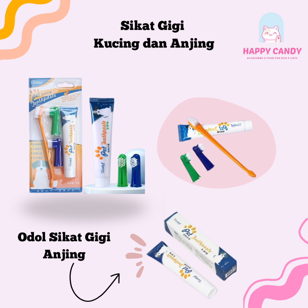 Sikat Gigi Kucing dan Odol Sikat Gigi Anjing - Pasta Gigi Odol Sikat Gigi dan Odol Set Pembersih Kar