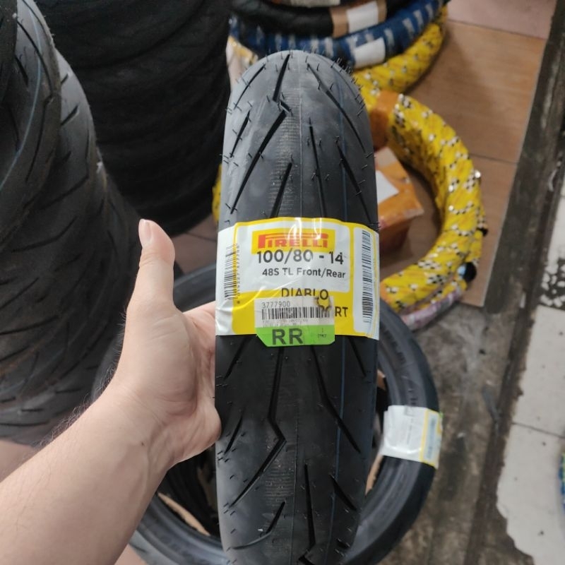 ban luar tubeless 100/80-14 pirelli diablo rosso
