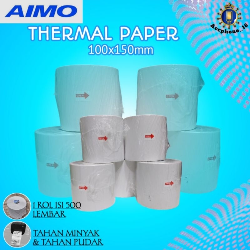 

AIMO Thermal Paper 100×150mm A6-500 Pcs Sticker Leber Kertas Resi Shipping Lebel