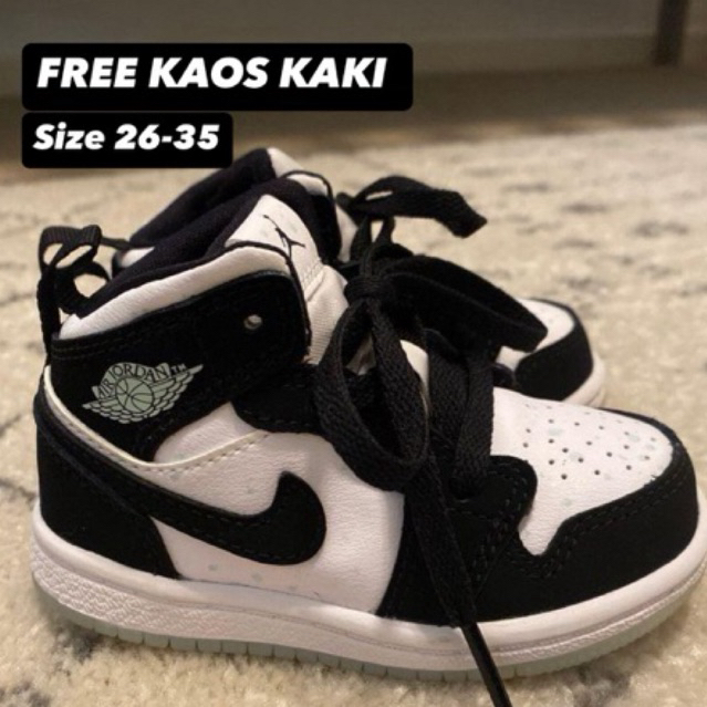 SEPATU ANAK BLACK AND WHITE  AIR JORDAN1 HIGH PREMIUM HIGH QUALITY