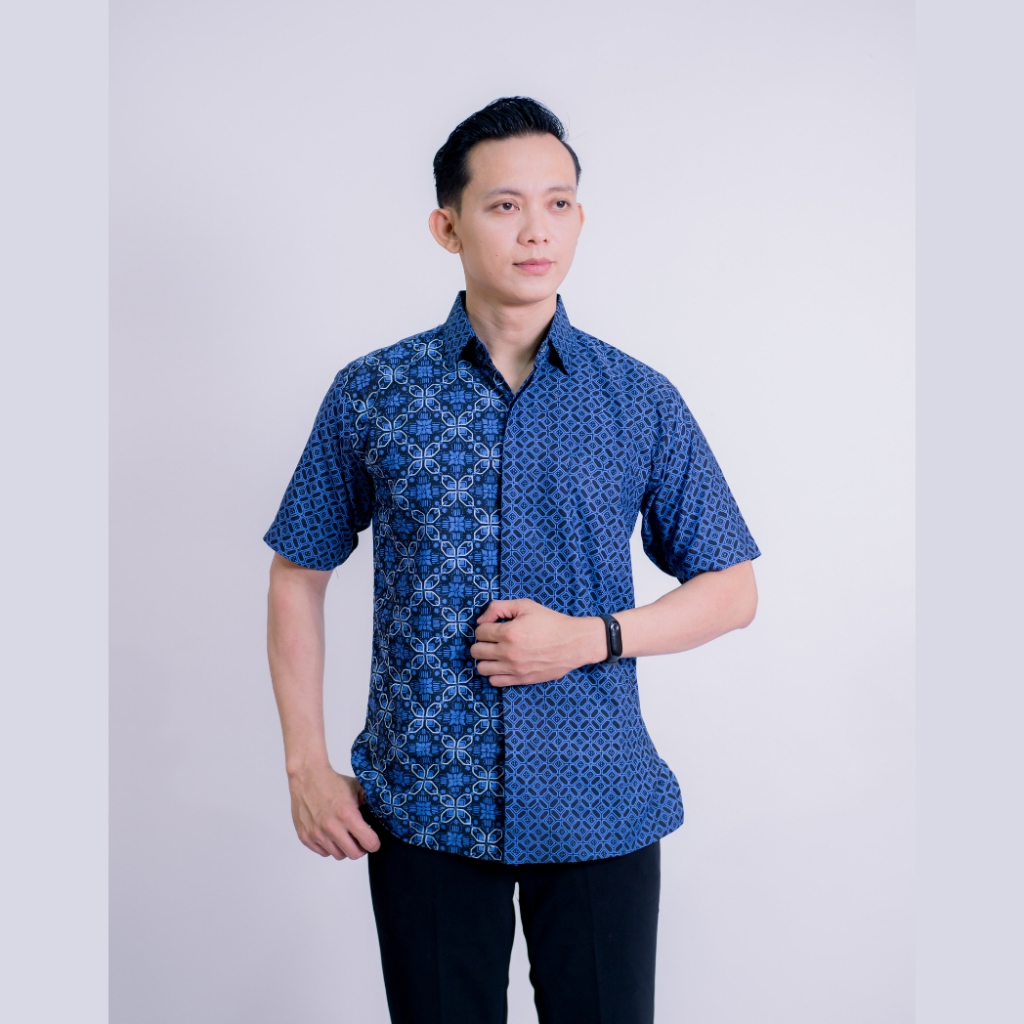 BATIK SIMONET Baju Batik Pria Pakaian Jadi Lengan Pendek KTN009