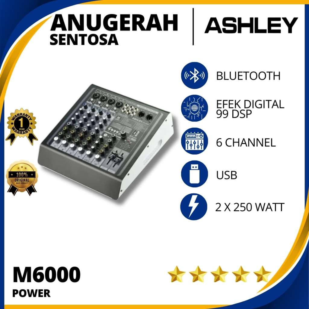 Power Mixer Ashley M 6000 (6 Channel) Original