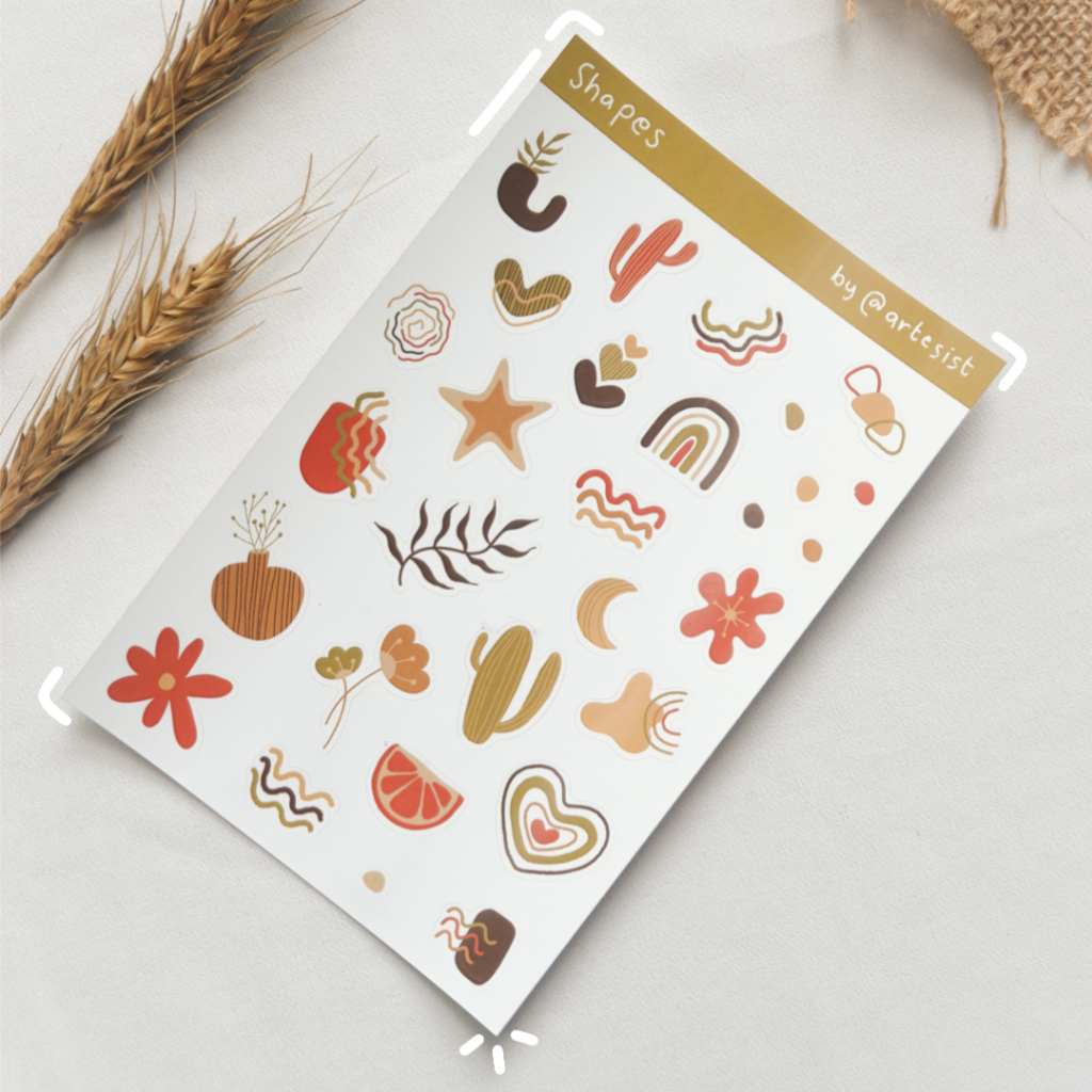 

ARTESIST - Shape Sticker Sheet / Aesthetic / Cute / VinylSticker / Waterproof / JurnalSticker / Lucu / Estetik / Dekorasi / Doff / Buku dan Laptop / Handmade / Craft / Doodle / Decor / StikNotes / Kreatif / WrapnDecor / Funsticker / Jurnalstyle / Art