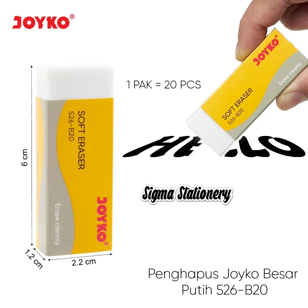 

[ 1 PAK 20PCS ] Penghapus Besar / Penghapus Pensil Joyko / Penghapus Sekolah Besar Joyko 526-B20