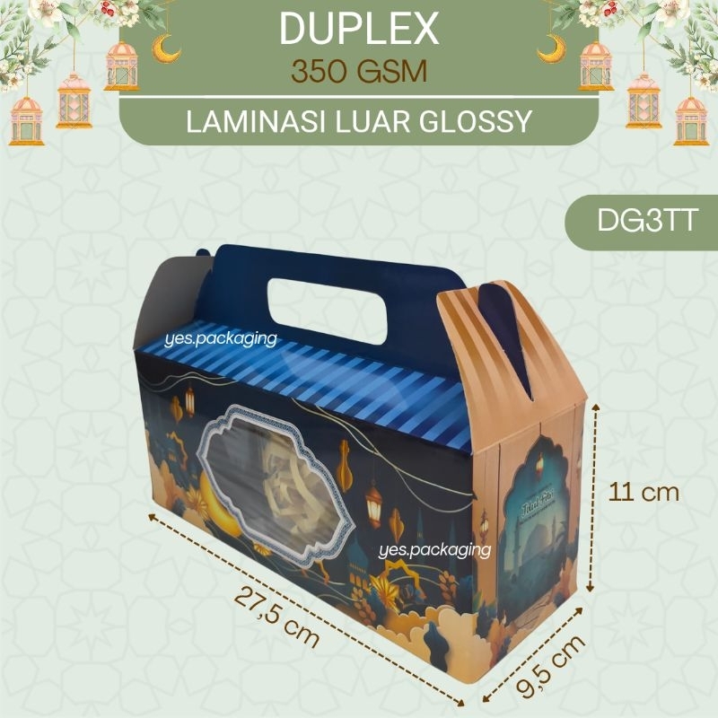 

[DG3TT] DUPLEX Gable Handle Box Kemasan Toples Tabung Jar Hampers Lebaran Idul Fitri Eid Mubarak