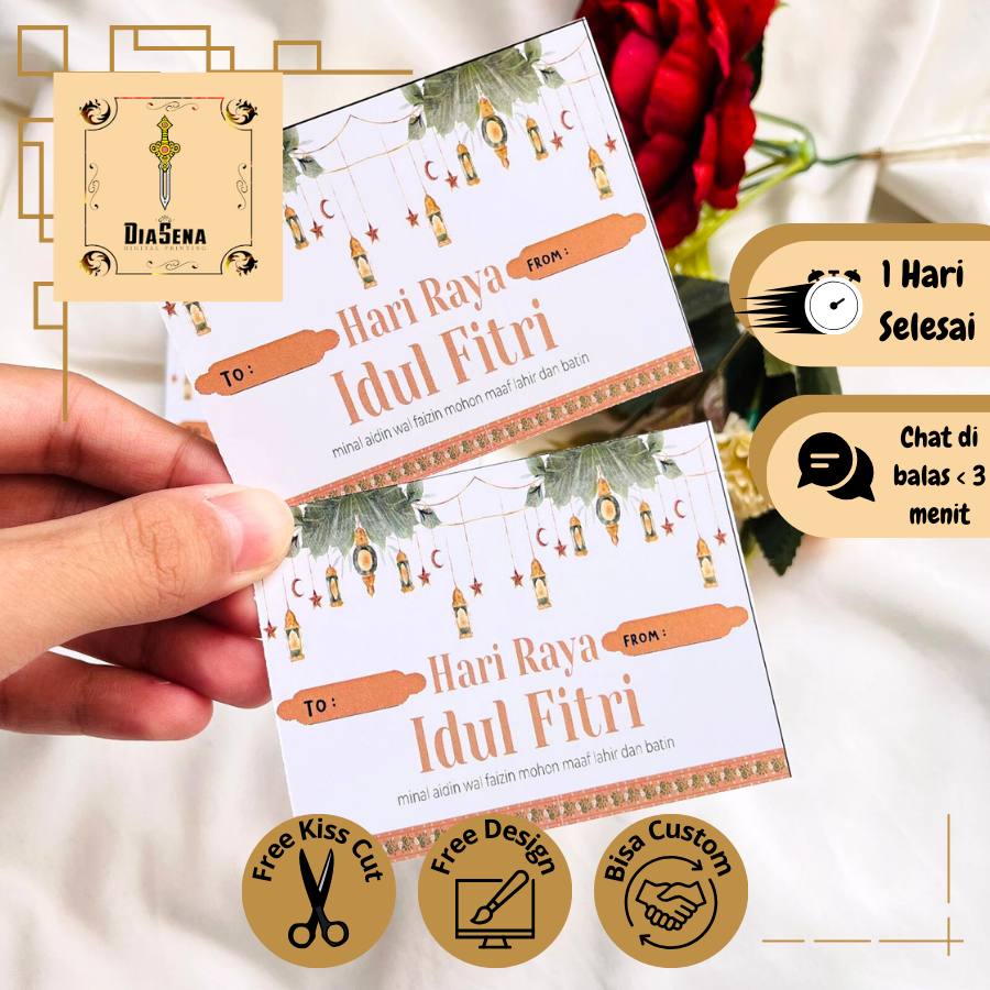

3 8-15 Diasena Sticker Kartu Ucapan Selamat Hari Raya Idul Fitri Free Desain Card Custom Lebaran